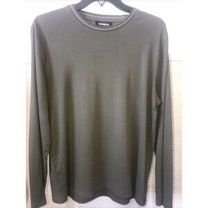 Express Men's Size M Long Sleeve Olive Green Shirt Pullover